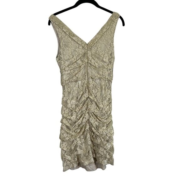 Express Dress 6 Tan Floral Mini Lace Mesh Western Boho Indie Festival Feminine - Picture 4 of 11